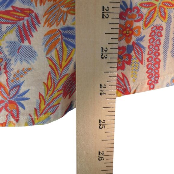 J McLaughlin Shirt Womens Small Blue Floral 100% Cotton Career Casual Boho - Picture 9 of 13